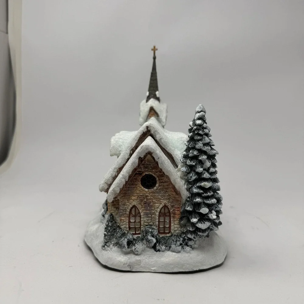 Hawthorne Village Light of Hope Church Christmas Village Sculpture White Brown